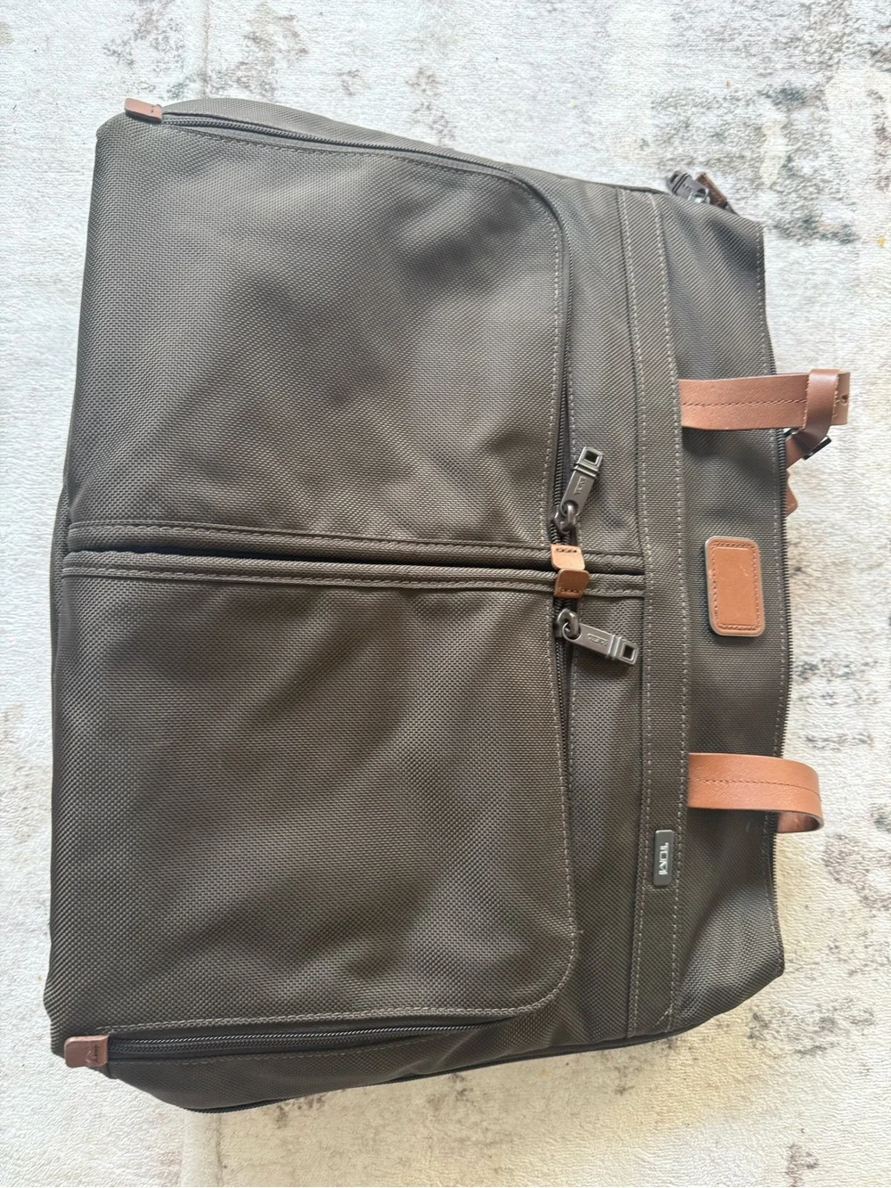 Tumi Black Laptop Briefcase with Brown Leather Accents